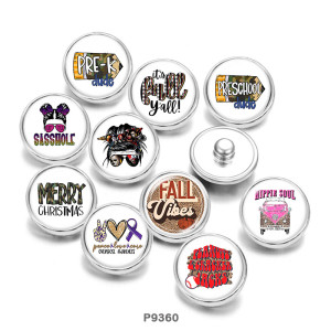 Painted metal 20mm snap buttons  words   Christmas