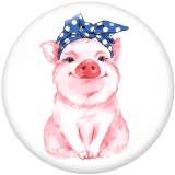 Painted metal 20mm snap buttons  Cute pig