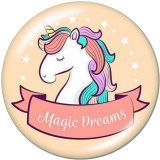 Painted metal 20mm snap buttons  Unicorn  love  princess