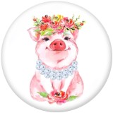 Painted metal 20mm snap buttons  Cute pig