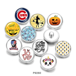 Painted metal 20mm snap buttons  Love  Halloween