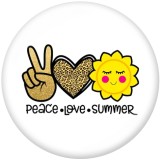 Painted metal 20mm snap buttons  Peace  Love