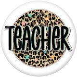Painted metal 20mm snap buttons  teacher  words