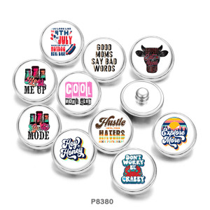 Painted metal 20mm snap buttons words hoy honey
