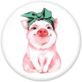 Painted metal 20mm snap buttons  Cute pig