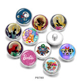 Painted metal 20mm snap buttons  princess  doll   clown