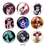 Painted metal 20mm snap buttons  Halloween  girls death  skull