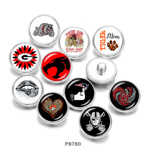 Painted metal 20mm snap buttons  team Sport   pattern