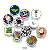 Painted metal 20mm snap buttons  Santa Claus  Unicorn