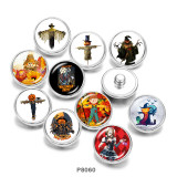 Painted metal 20mm snap buttons Scarecrow  Halloween