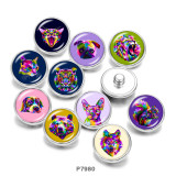 Painted metal 20mm snap buttons  Dog  Cat