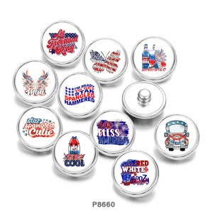 Painted metal Independence Day 20mm snap buttons Butterfly  stay  cool  USA