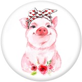 Painted metal 20mm snap buttons  Cute pig