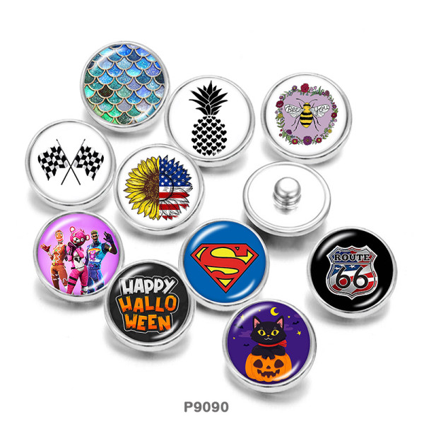 Painted metal 20mm snap buttons  Route  Halloween