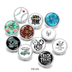 Painted metal 20mm snap buttons  Flamingo  Music