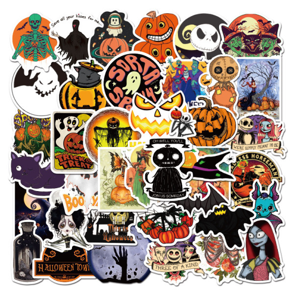 50 non-repeating Halloween theme Christmas Fright Night stickers Personality holiday decoration graffiti stickers stickers