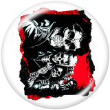 Painted metal 20mm snap buttons Spooky Vibes  skull