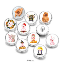 Painted metal 20mm snap buttons   Dog Cute pig