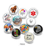 Painted metal 20mm snap buttons Dog   Christmas