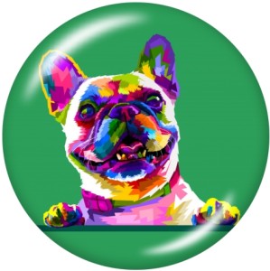 Painted metal 20mm snap buttons  Dog