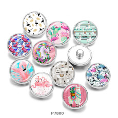 Painted metal 20mm snap buttons  Unicorn  Flamingo