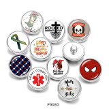 Painted metal 20mm snap buttons  MOM   Ribbon  skull