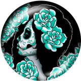 Painted metal 20mm snap buttons  Halloween  girls death  skull