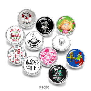 Painted metal 20mm snap buttons  Christmas