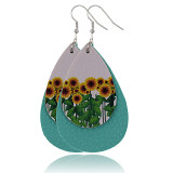 Sunflowers in various colors Leather Earrings