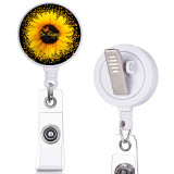 Cat  Dog  Flower  print pattern  Rotary clip telescopic easy pull buckle certificate buckle 3.2cm
