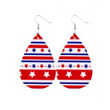 American flag victory day independence day love five-pointed star Leather Earrings