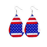 American flag victory day independence day love five-pointed star Leather Earrings