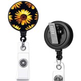 Cat  Dog  Flower  print pattern  Rotary clip telescopic easy pull buckle certificate buckle 3.2cm