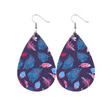 Blue feather Leather Earrings
