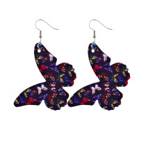 Butterfly color Leather Earrings