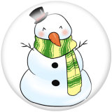 20MM  Christmas  Snowman  Print glass snaps buttons