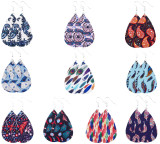 Feathers in various colors Leather Earrings