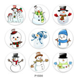 20MM  Christmas  Snowman  Print glass snaps buttons