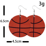 Round ball baseball basketball football Leather Earrings