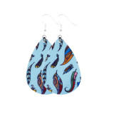 Feathers in various colors Leather Earrings