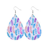 Blue feather Leather Earrings