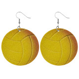 Round ball baseball basketball football Leather Earrings