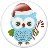 20MM  Christmas  Owl  Print glass snaps buttons