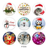 20MM  Christmas  Deer  Dog  Print glass snaps buttons