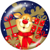 20MM  Christmas  Deer  Dog  Print glass snaps buttons