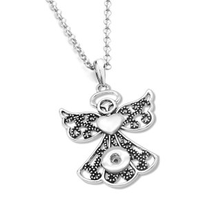 Christmas  Flower Love angel cross Necklace 80CM chain silver  fit 20MM chunks snaps jewelry  necklace for women