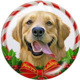 20MM  Christmas  Dog  Print glass  snaps  buttons