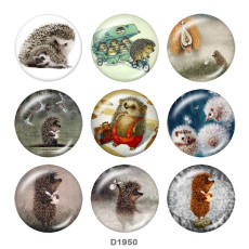 20MM hedgehog Print glass snaps buttons