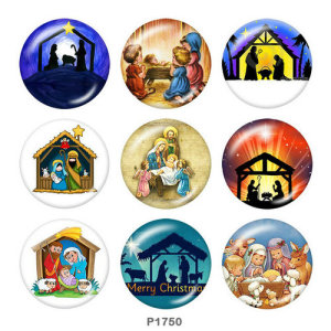 20MM  Christmas  Print glass  snaps  buttons