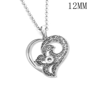 Love angel cross Necklace 80CM chain silver  fit 12MM chunks snaps jewelry  necklace for women
